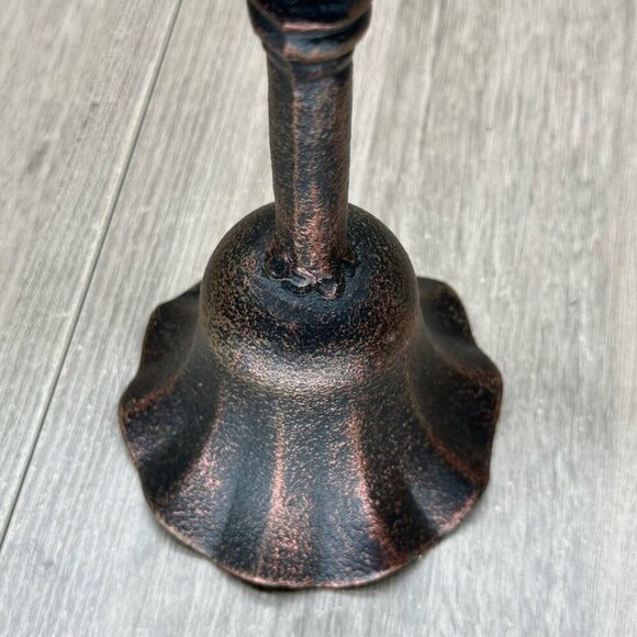Vintage Cast Iron Handheld Bell Tabletop Décor Ornate School Church Farm Cottage - Picture 5 of 9